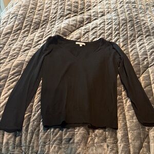 Neiman Marcus Black V-Neck Sweater